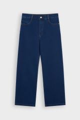 Quần Jean Nữ Suông Vừa Cạp Chun Nửa Vòng - Vải Jeans Slub Mềm Nhẹ