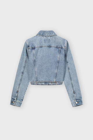 Áo Khoác Jean Nữ Croptop Cotton Denim Cao Cấp Xanh Chàm - Hack Dáng Thời Thượng Tôn Chiều Cao