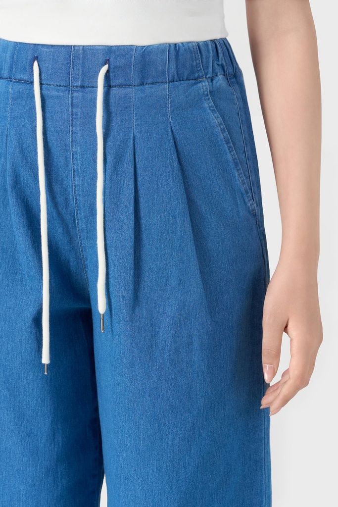 Quần Jean Nữ Ống Rộng Soft-Touch Denim Cao Cấp - Cạp Chun Hack Dáng Thoải Mái