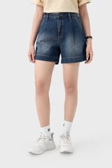 Quần Sooc Jeans Nữ Dáng A Cạp Cao - Thiết Kế Ly Trước Trẻ Trung