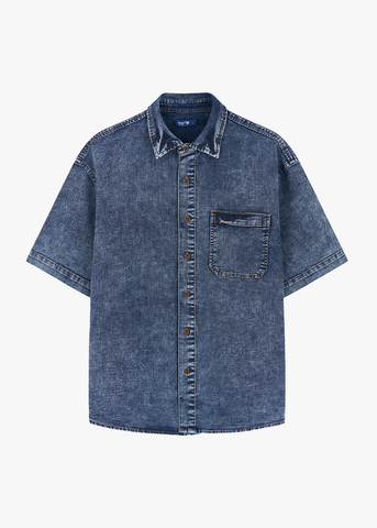 Áo Sơ Mi Jean Nam Cộc Tay - Dáng Suông Cao Cấp