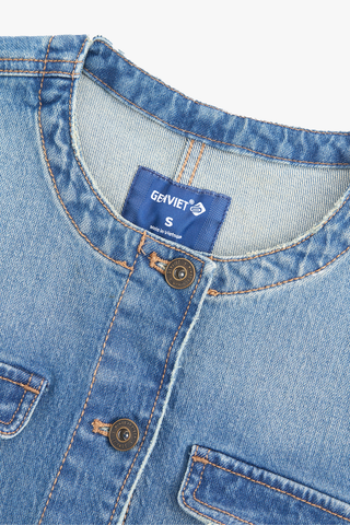 Áo Khoác Jeans Nữ 1 Lớp Suông Vừa