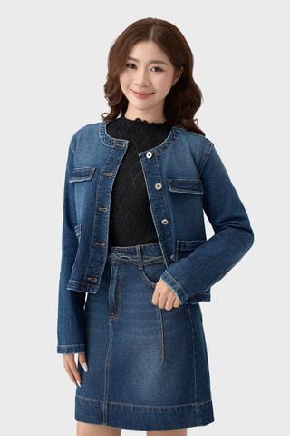 Áo Khoác Jeans Nữ 1 Lớp Suông Vừa