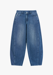 Quần Jean Nữ Ống Cong Cạp Cao - Viền Túi Mài Cá Tính