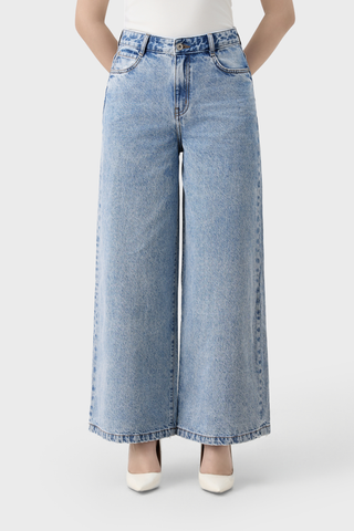 Quần Jean Nữ Ống Rộng Cạp Cao Luxury Denim - Phong Cách Trẻ Trung
