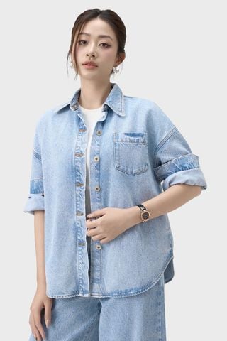 Áo Sơ Mi Jean Nữ Dáng Suông - Mềm Mát, Phom Rộng Trẻ Trung