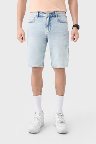 Quần Short Jean Nam Ống Suông - Rách Nhẹ Bụi Bặm Năng Động