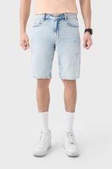 Quần Short Jean Nam Ống Suông - Rách Nhẹ Bụi Bặm Năng Động