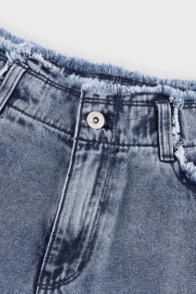 Quần Jean Nữ Ống Rộng Cạp Cao Denim Cotton Cao Cấp - Hack Dáng Tối Đa, Viền Tua Rua Cá Tính