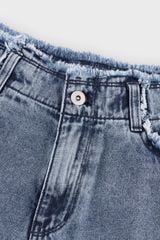 Quần Jean Nữ Ống Rộng Cạp Cao Denim Cotton Cao Cấp - Hack Dáng Tối Đa, Viền Tua Rua Cá Tính