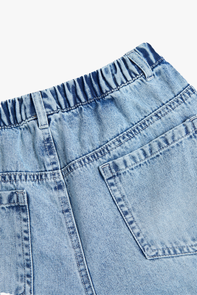 Quần Jeans Bé Gái GENVIET Dáng Suông Cạp Chun Co Giãn