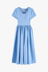 Đầm Xòe Nữ Liền Thân Tay Ngắn Cổ Tròn - Soft Denim Mềm Mát