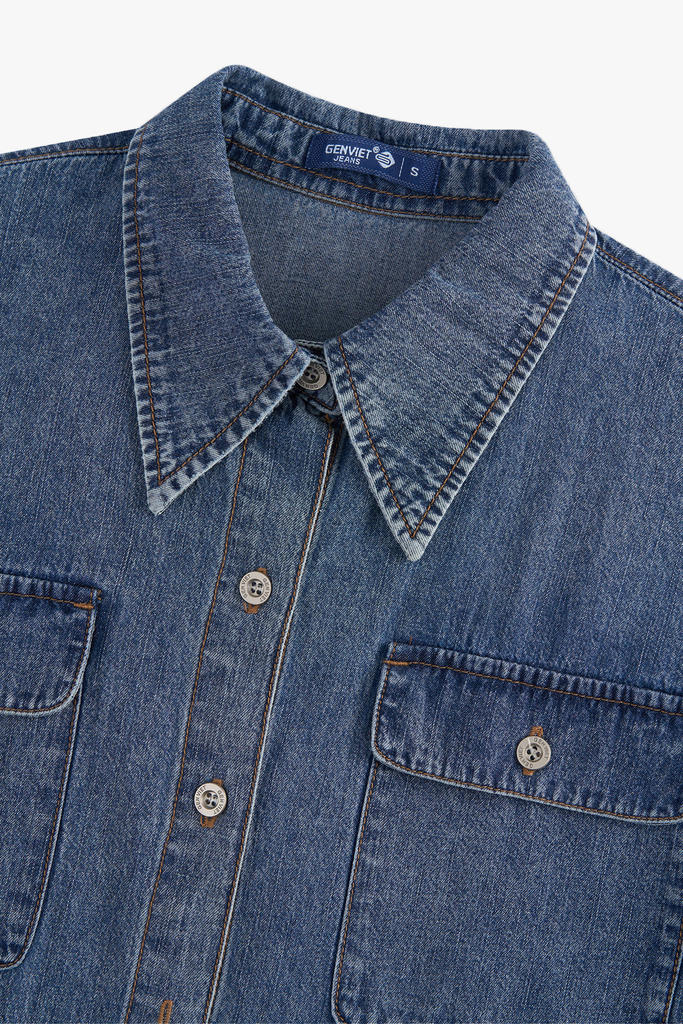 Áo Sơ Mi Jean Nữ Dài Tay Form Suông