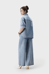 Quần Jean Nữ Ống Rộng Cạp Cao Luxury Denim - Phong Cách Trẻ Trung