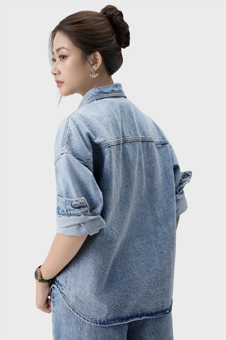 Áo Sơ Mi Jean Nữ Dáng Suông - Mềm Mát, Phom Rộng Trẻ Trung