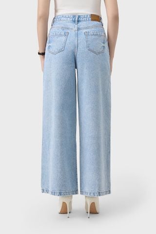 Quần Jean Nữ Ống Rộng Cạp Cao Luxury Denim - Phong Cách Trẻ Trung