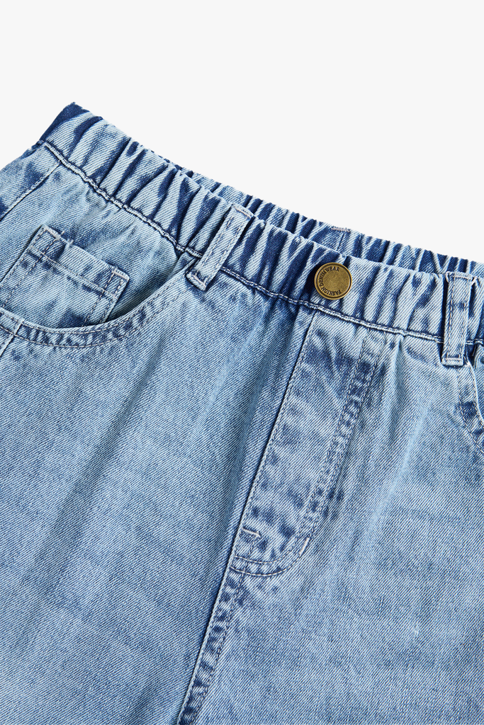 Quần Jeans Bé Gái GENVIET Dáng Suông Cạp Chun Co Giãn