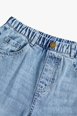 Quần Jeans Bé Gái GENVIET Dáng Suông Cạp Chun Co Giãn