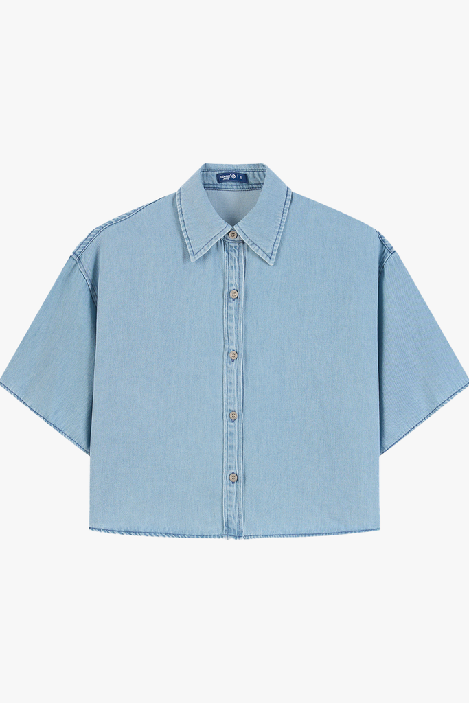Áo Sơ Mi Jean Croptop Nữ Denim Thượng Hạng - Trẻ Trung, Mềm Mát Tự Nhi