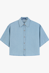 Áo Sơ Mi Jean Croptop Nữ Denim Thượng Hạng - Trẻ Trung, Mềm Mát Tự Nhi