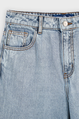 Quần Jean Nữ Ống Suông Denim Thượng Hạng Xanh Chàm - Che Khuyết Điểm Tôn Dáng