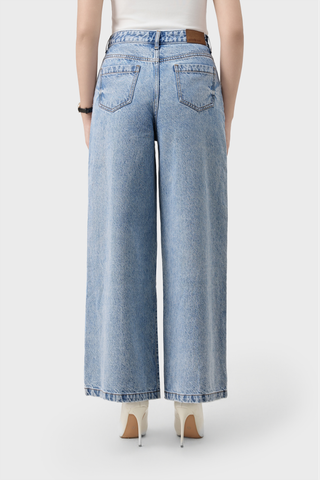 Quần Jean Nữ Ống Rộng Cạp Cao Luxury Denim - Phong Cách Trẻ Trung