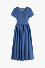 Đầm Xòe Nữ Liền Thân Tay Ngắn Cổ Tròn - Soft Denim Mềm Mát