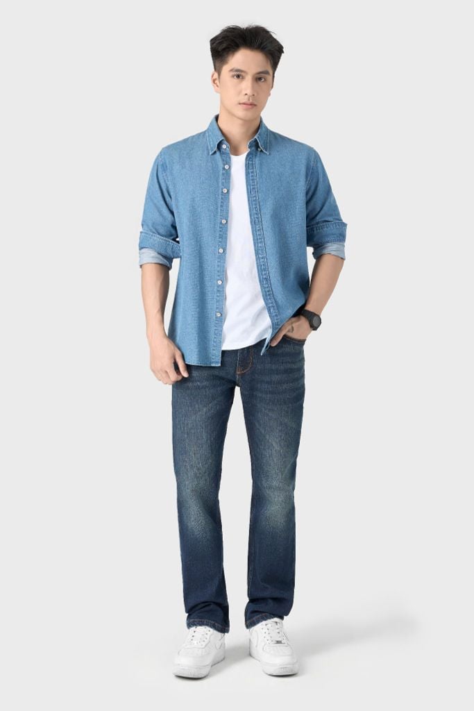 Áo Sơ Mi Nam Suông Vừa Denim Cao Cấp - Trẻ Trung, Nam Tính