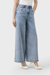 Quần Jean Nữ Ống Rộng Cạp Cao Luxury Denim - Phong Cách Trẻ Trung