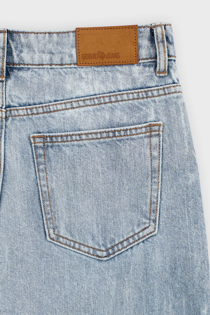 Quần Jean Nữ Ống Suông Denim Thượng Hạng Xanh Chàm - Che Khuyết Điểm Tôn Dáng