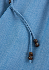 Đầm Jeans Nữ Sát Nách Dáng Xòe - Thiết Kế Váy Thắt Eo Gấu Bí