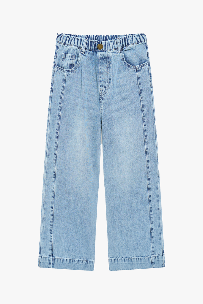 Quần Jeans Bé Gái GENVIET Dáng Suông Cạp Chun Co Giãn