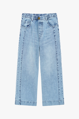 Quần Jeans Bé Gái GENVIET Dáng Suông Cạp Chun Co Giãn