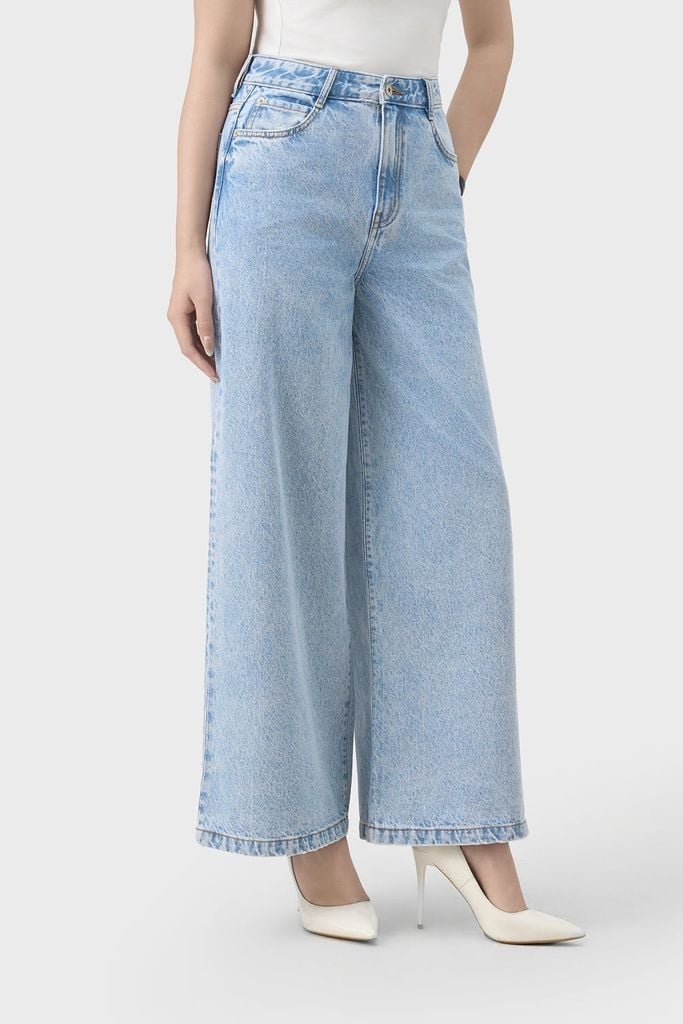 Quần Jean Nữ Ống Rộng Cạp Cao Luxury Denim - Phong Cách Trẻ Trung