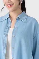 Áo Sơ Mi Jean Croptop Nữ Denim Thượng Hạng - Trẻ Trung, Mềm Mát Tự Nhi