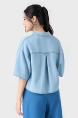 Áo Sơ Mi Jean Croptop Nữ Denim Thượng Hạng - Trẻ Trung, Mềm Mát Tự Nhi