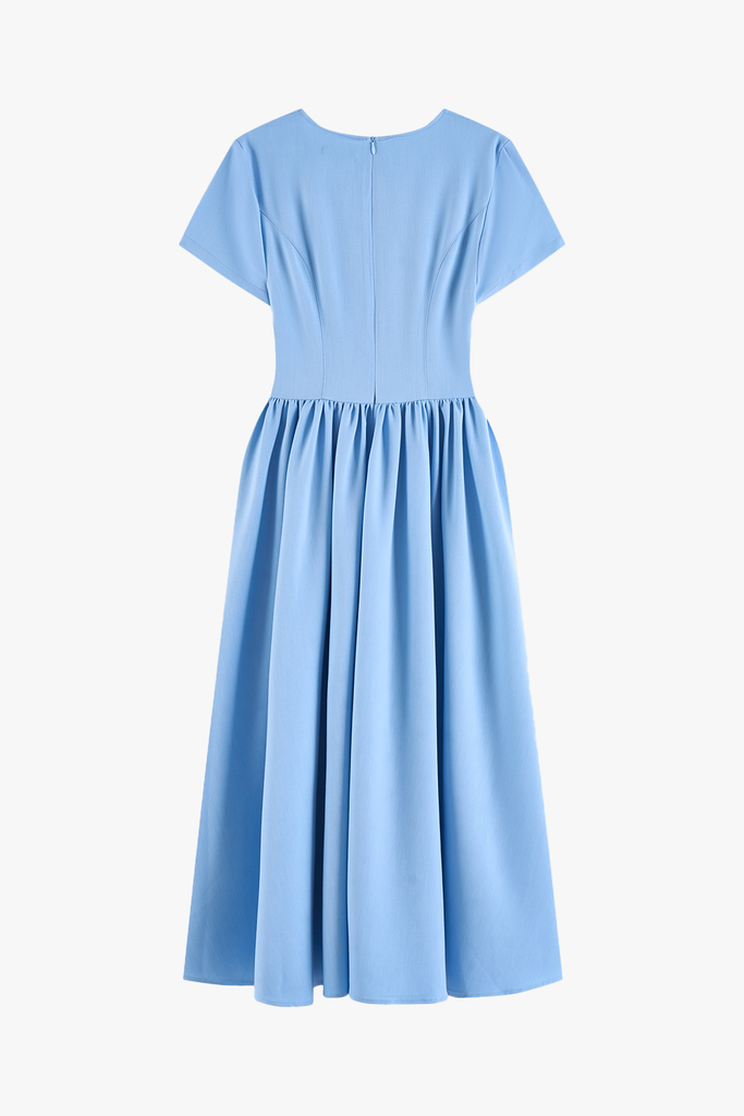 Đầm Xòe Nữ Liền Thân Tay Ngắn Cổ Tròn - Soft Denim Mềm Mát