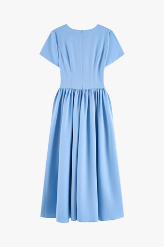 Đầm Xòe Nữ Liền Thân Tay Ngắn Cổ Tròn - Soft Denim Mềm Mát