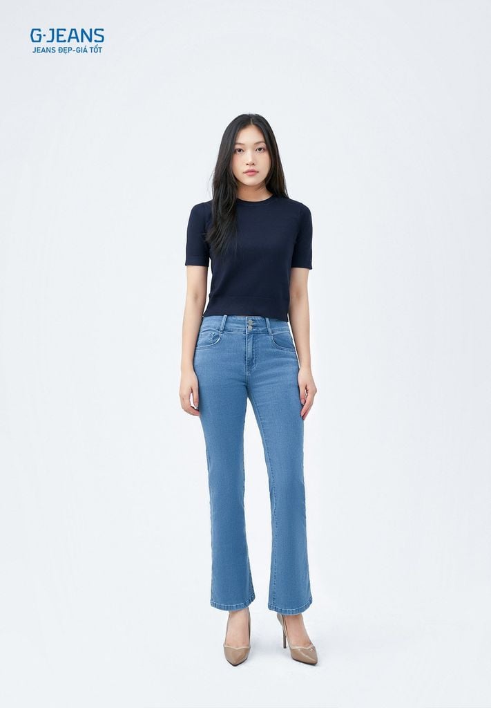 Quần Jeans Nữ Suông Vảy