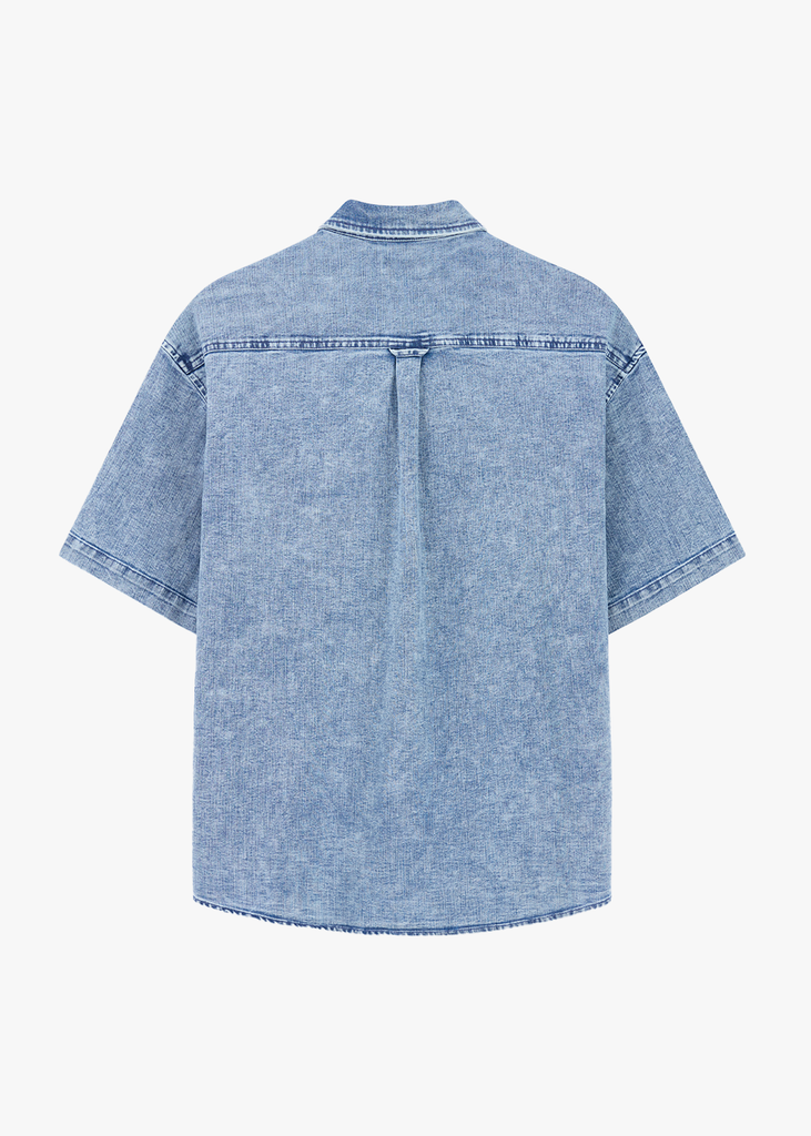 Áo Sơ Mi Jean Nam Cộc Tay - Form Oversize Thoải Mái