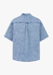 Áo Sơ Mi Jean Nam Cộc Tay - Form Oversize Thoải Mái