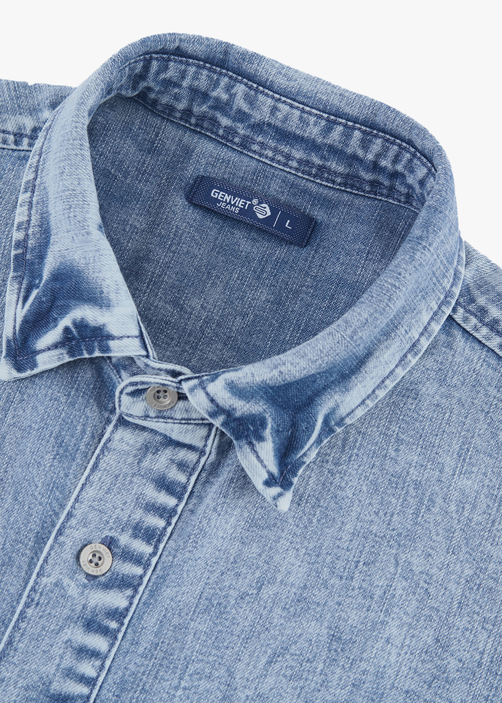 Áo Sơ Mi Jean Nam Cộc Tay - Form Oversize Thoải Mái