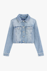 Áo Khoác Jeans Nữ 1 Lớp Croptop