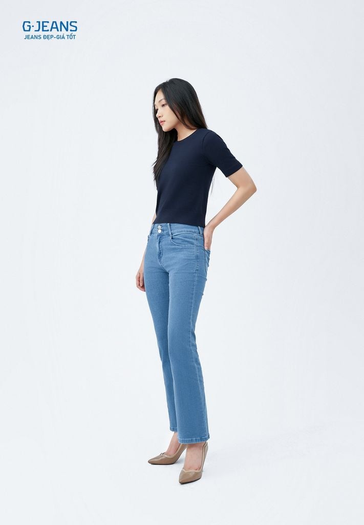 Quần Jeans Nữ Suông Vảy