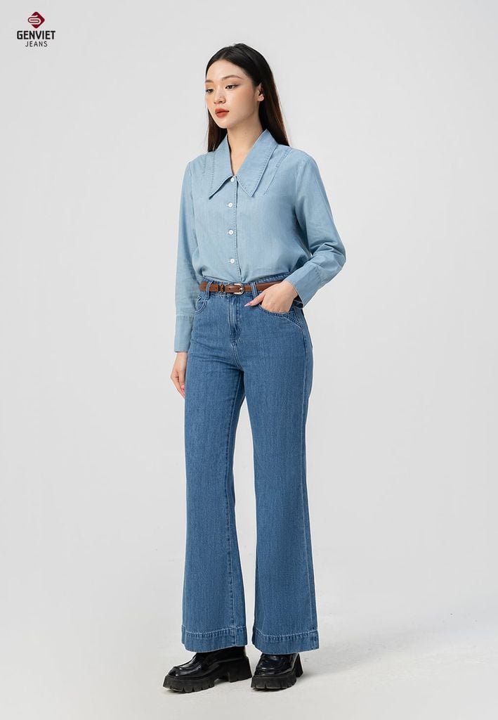 Áo Sơ Mi Jeans Dài Tay Nữ