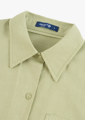 Áo Sơ Mi Nữ Croptop Cộc Tay - Chất Vải Thô Trẻ Trung Năng Động