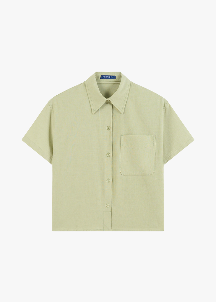 Áo Sơ Mi Nữ Croptop Cộc Tay - Chất Vải Thô Trẻ Trung Năng Động