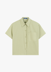 Áo Sơ Mi Nữ Croptop Cộc Tay - Chất Vải Thô Trẻ Trung Năng Động