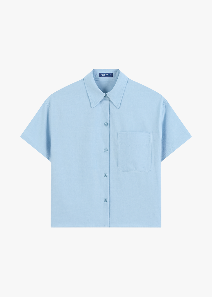 Áo Sơ Mi Nữ Croptop Cộc Tay - Chất Vải Thô Trẻ Trung Năng Động