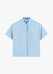 Áo Sơ Mi Nữ Croptop Cộc Tay - Chất Vải Thô Trẻ Trung Năng Động